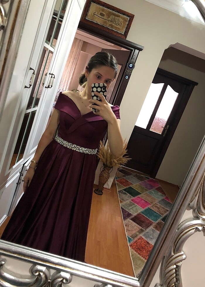 Mürdüm renk abiye - Görsel 4