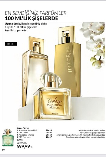 Avon parfüm 100 ml çeşitleri tanıtım ilanı