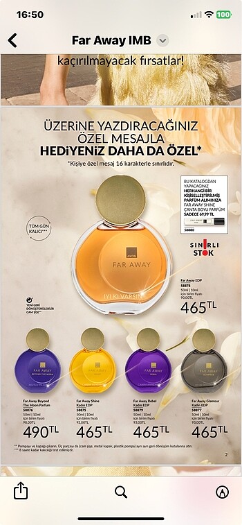 Beden Avon Far Away Rebel kadın parfümü 50 ml