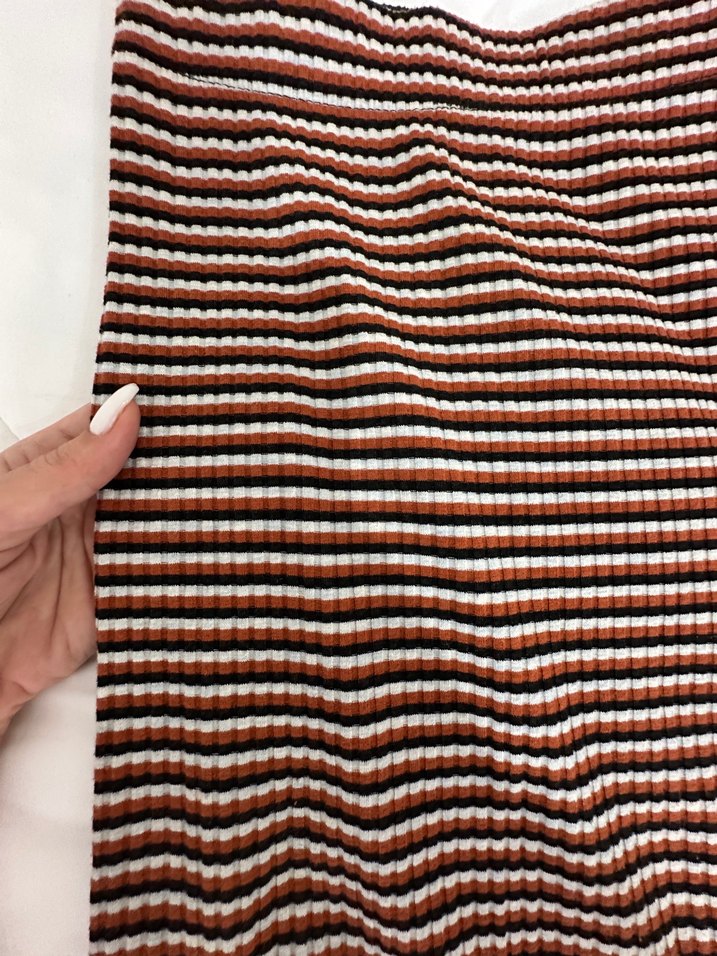 Kahverengi Pilili Midi Hamile Eteği - Görsel 2