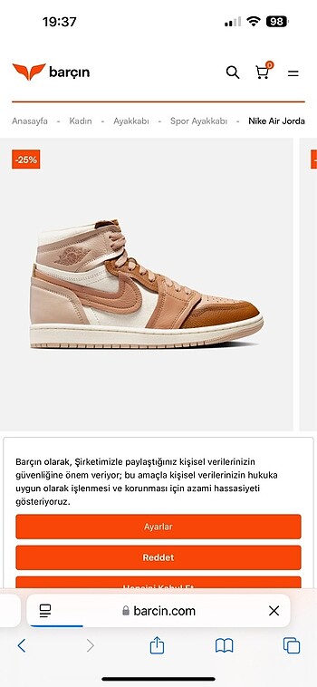 37 Beden Yeni etiketli air Jordan