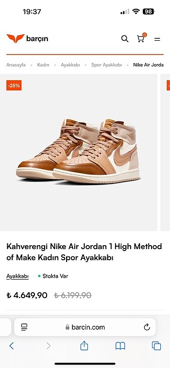 37 Beden kahverengi Renk Yeni etiketli air Jordan