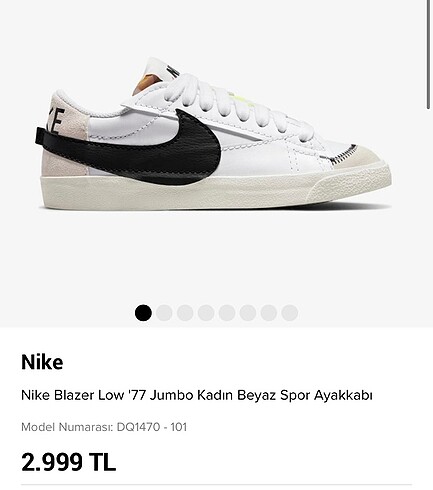 Nike blazer low ?77 jumbo unısex ayakkabı