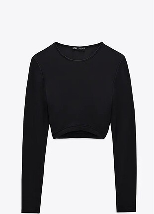 Zara crop siyah bluz