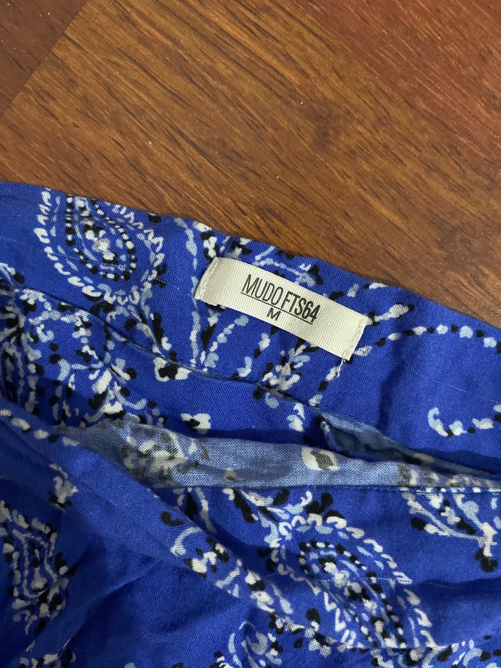 Mavi Uzun Bağlamalı  Desenli Etek - Görsel 5