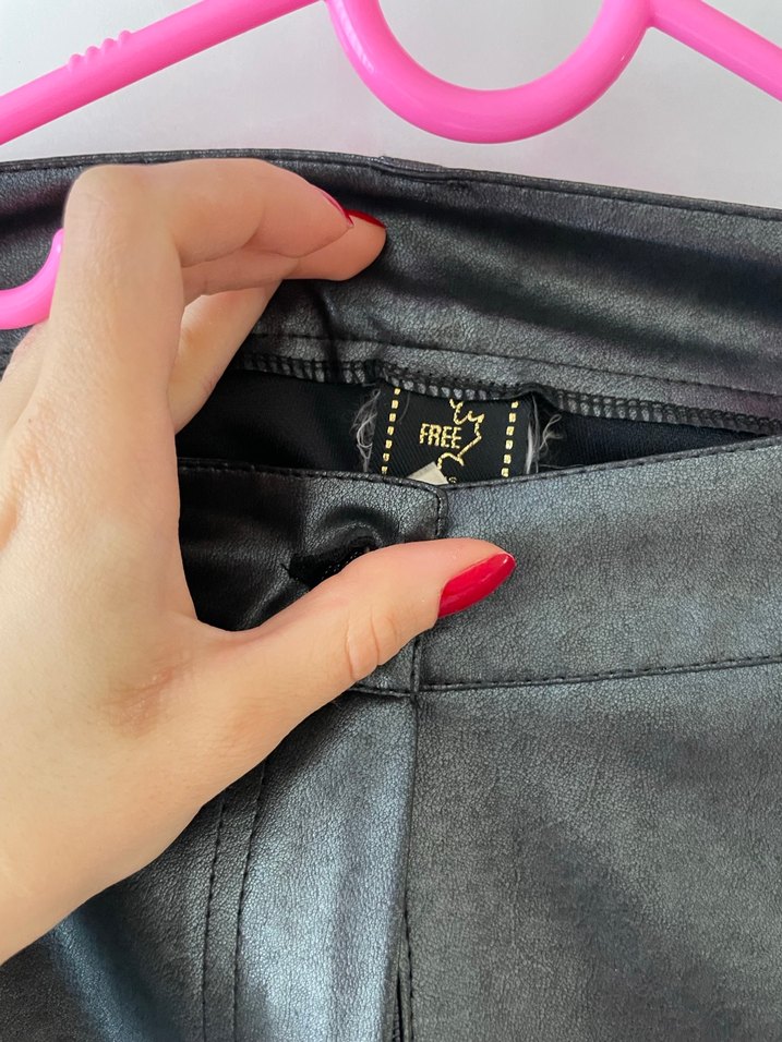 Gri Deri Kadın Pantolon - Görsel 2