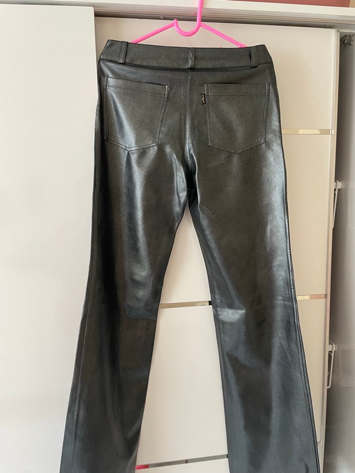 Gri Deri Kadın Pantolon - Görsel 3