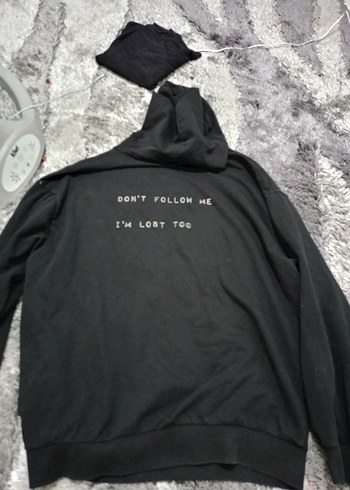 Siyah Uzun Kollu Salaş Sweatshirt - Görsel 2