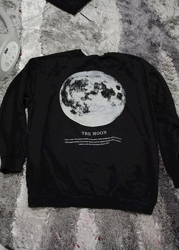 Siyah Kadın Sweatshirt, Uzun Kollu, Salaş - Görsel 2