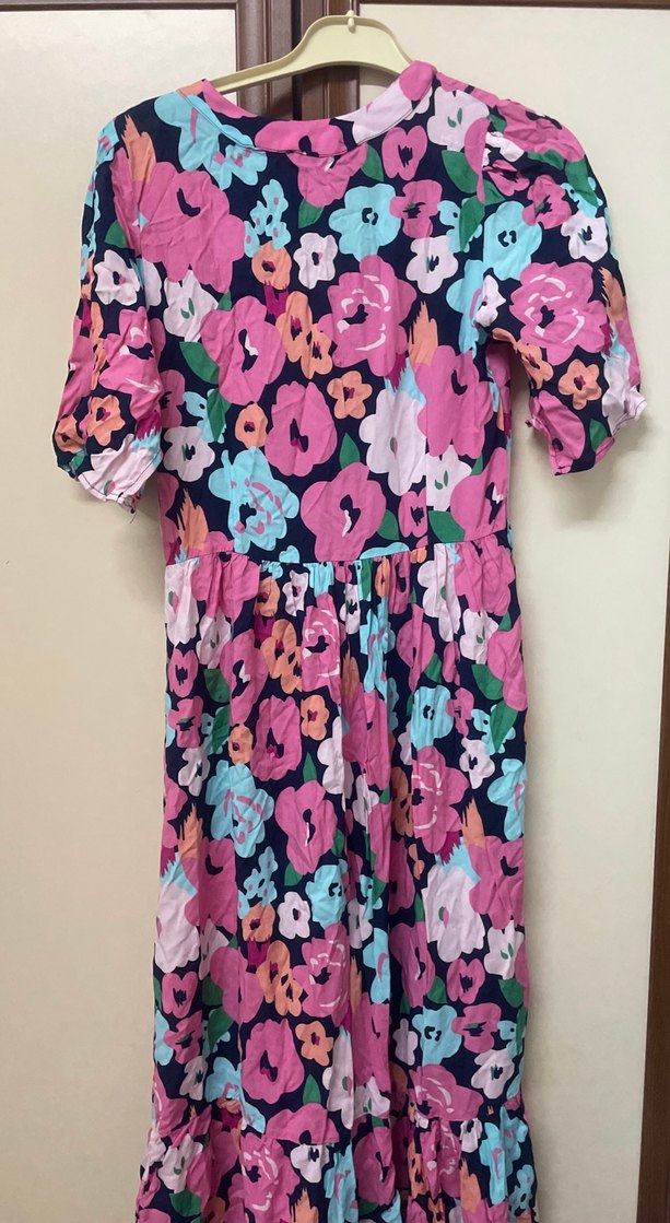 Renkli V Yaka Bohem Uzun Elbise - Görsel 4