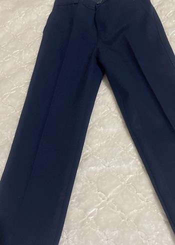 Kız çocuk Lacivert Fermuarlı Kumaş okul Pantolonu - Görsel 4