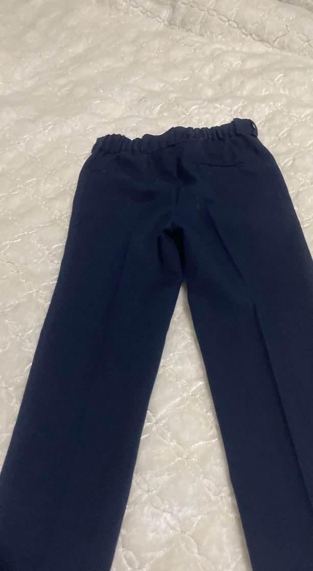 Kız çocuk Lacivert Fermuarlı Kumaş okul Pantolonu - Görsel 3