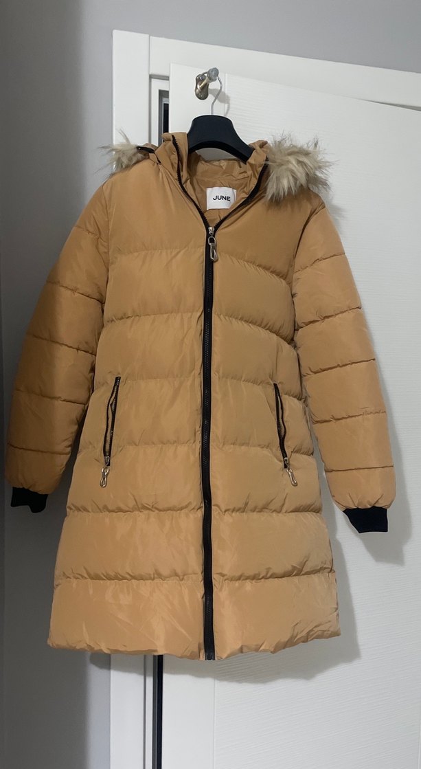 Bej Kadın Suni Kürk Detaylı Mont - Görsel 3