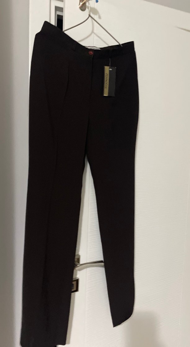 Koyu kahverengi Kadın Kumaş Pantolon - Görsel 2