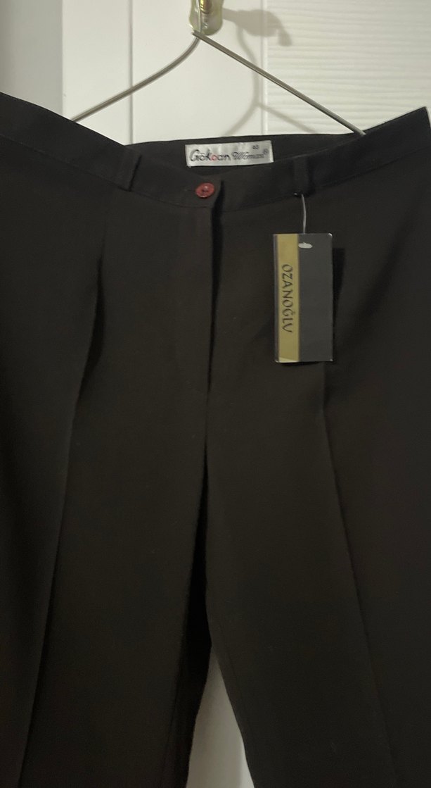 Koyu kahverengi Kadın Kumaş Pantolon - Görsel 3