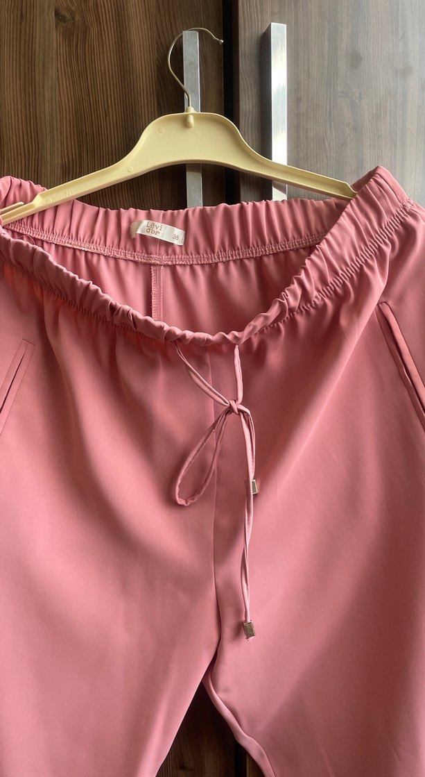 Pembe Kadın Uzun Kumaş Pantolon - Görsel 2