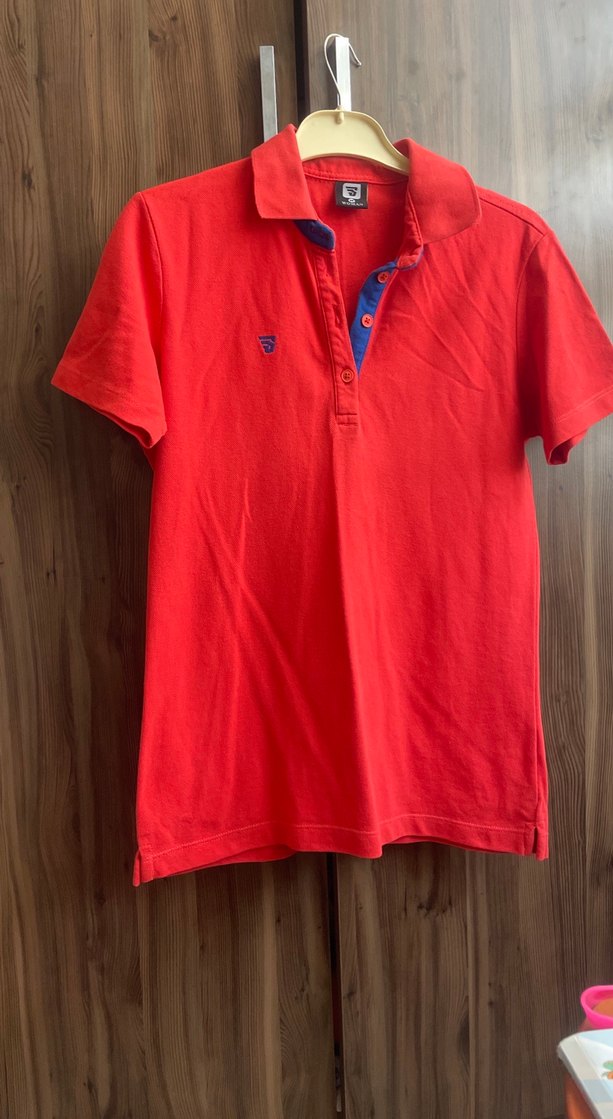 Kadın Kırmızı Polo Tişört Kısa Kollu - Görsel 3