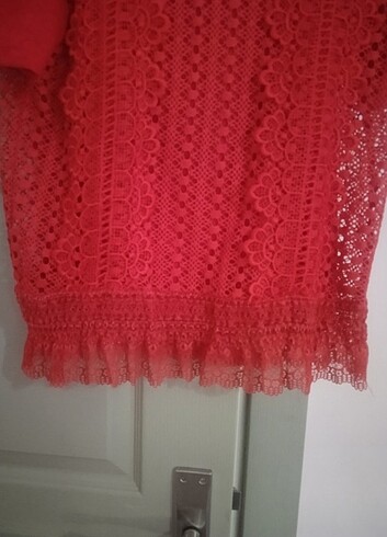 Kadın güpür detaylı bluz - Görsel 5