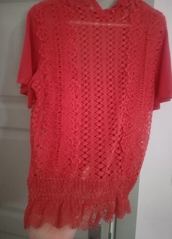 Kadın güpür detaylı bluz - Görsel 6