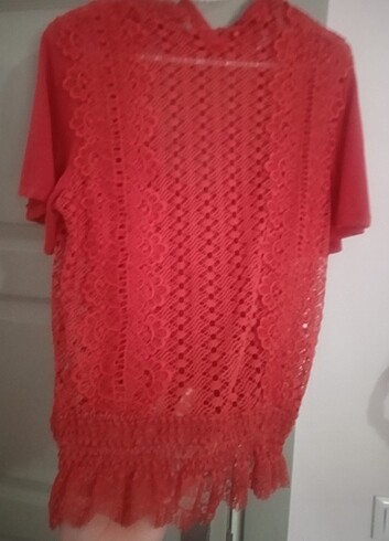 Kadın güpür detaylı bluz - Görsel 7