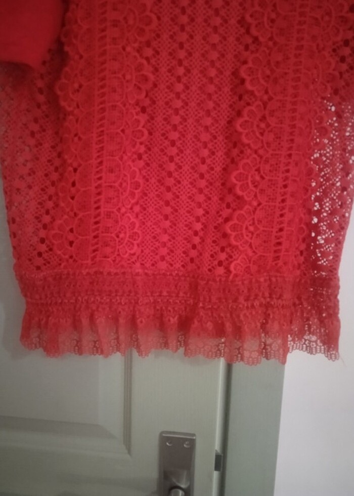 Kadın güpür detaylı bluz - Görsel 5