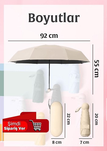 Pembe Kadın Katlanabilir Şemsiye ve Kılıfı - Görsel 15