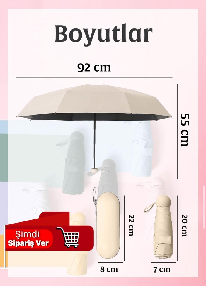 Beyaz Minimalist Kadın Şemsiye IPF50+ - Görsel 2