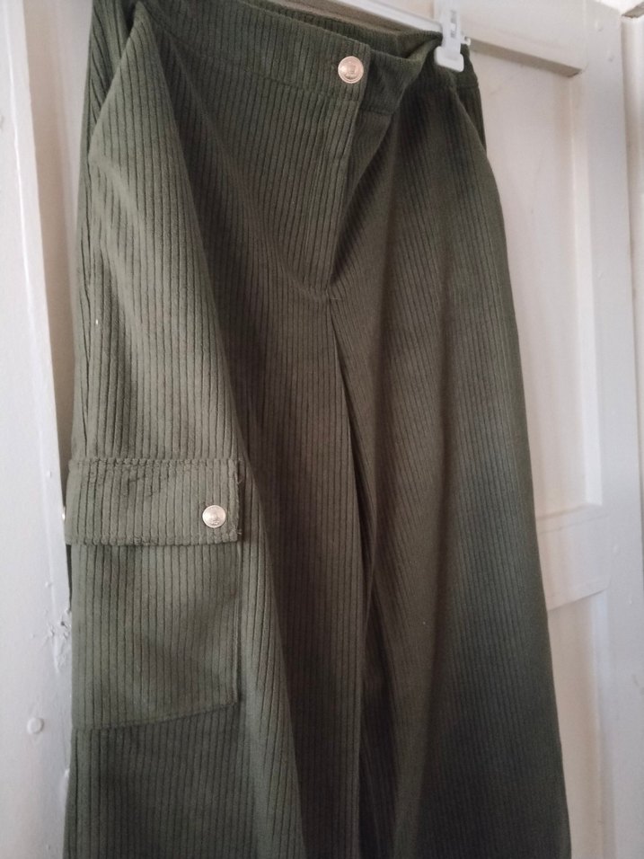 Geniş paça pantolon, kadife - Görsel 3