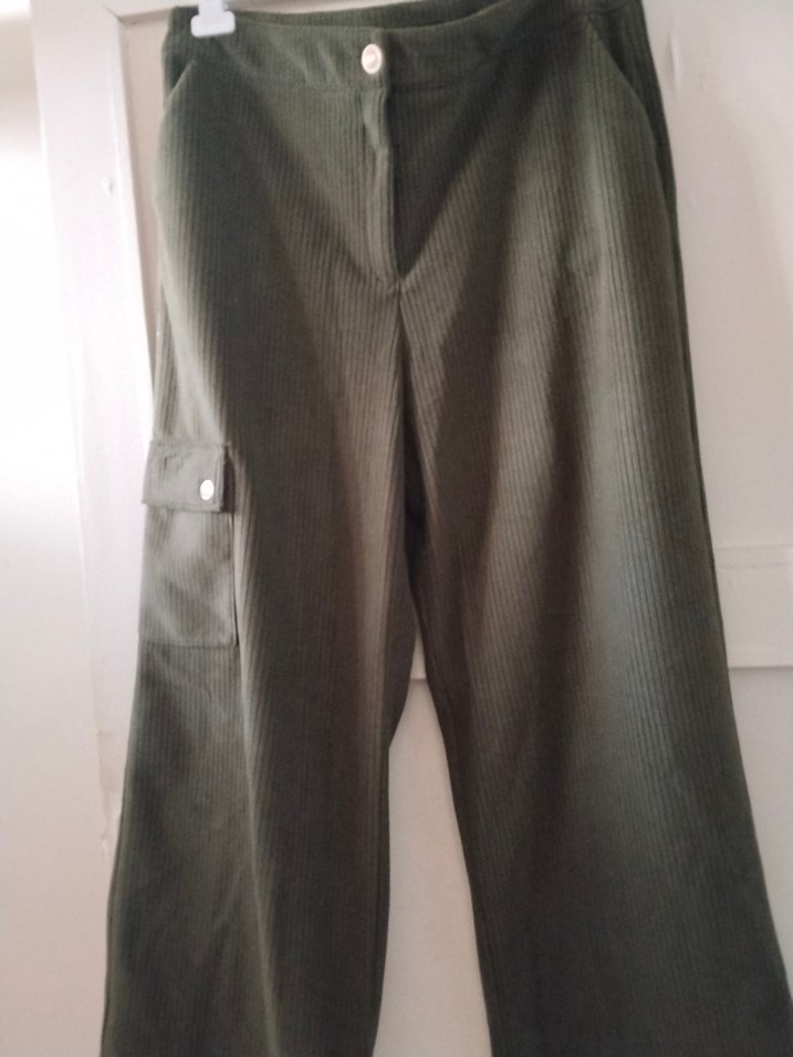 Geniş paça pantolon, kadife - Görsel 2