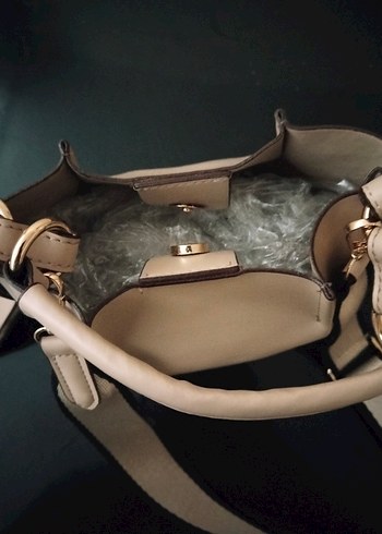 Bej Deri Kadın Omuz Çantası - Görsel 3