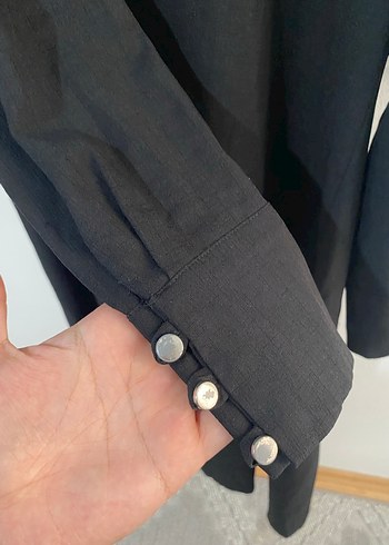 42 Beden Siyah Düğmeli Uzun Kadn tunik