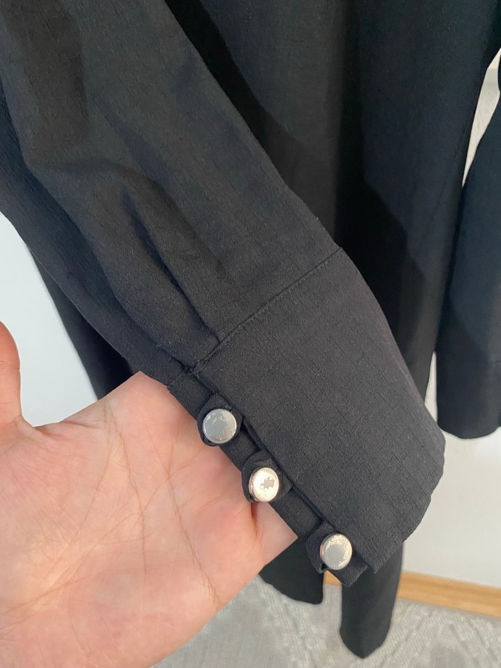 Siyah Düğmeli Uzun Kadn tunik - Görsel 2