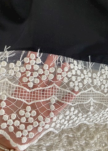 Zara Gri Dantelli Siyah Mini Kadın Bluz