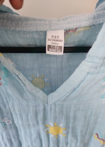 Mavi Bağlama Desenli Kolsuz Panço - Görsel 4