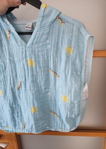 Mavi Bağlama Desenli Kolsuz Panço - Görsel 6