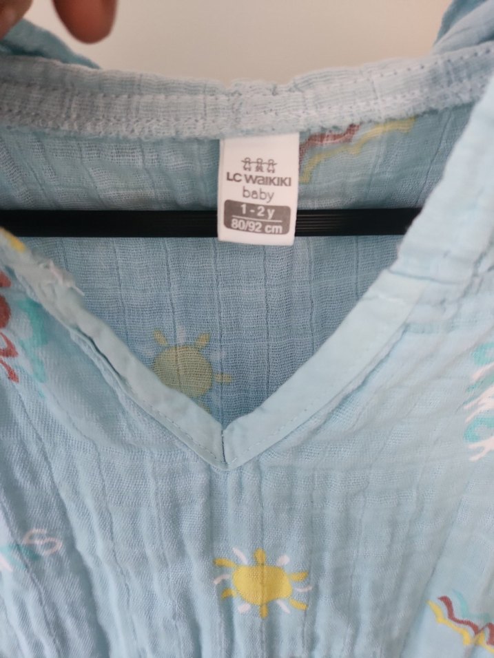 Mavi Bağlama Desenli Kolsuz Panço - Görsel 4