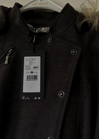 Kürk Detaylı Uzun Gri Kadın Kaban - Görsel 3