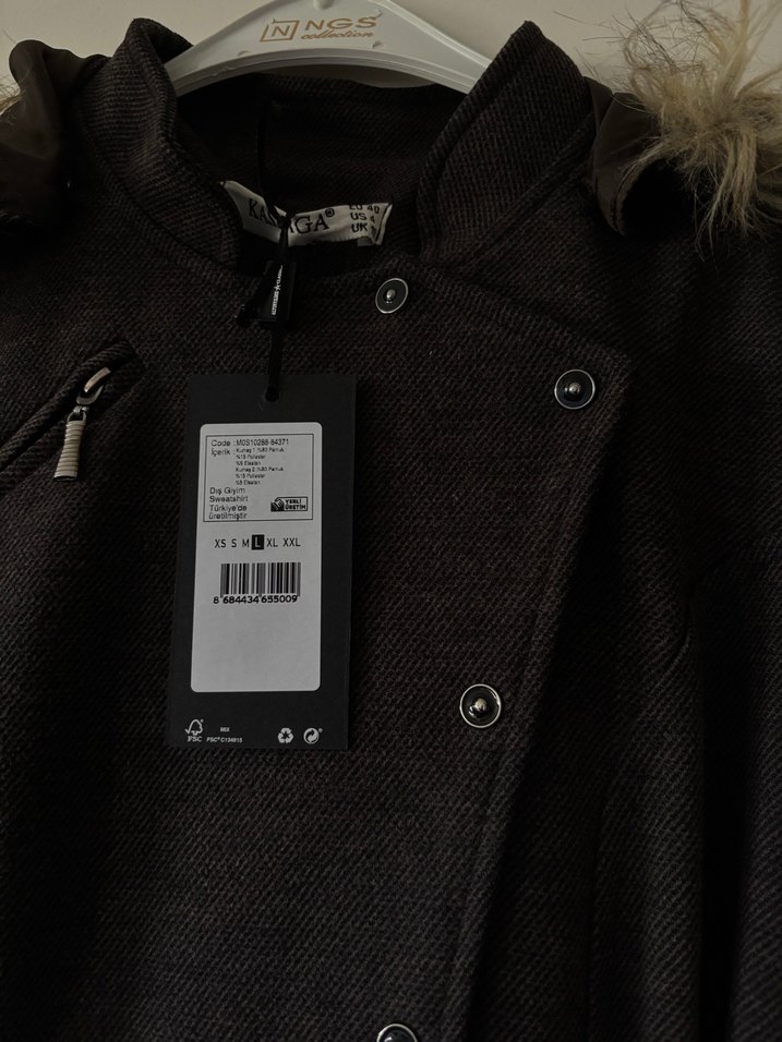 Kürk Detaylı Uzun Gri Kadın Kaban - Görsel 3