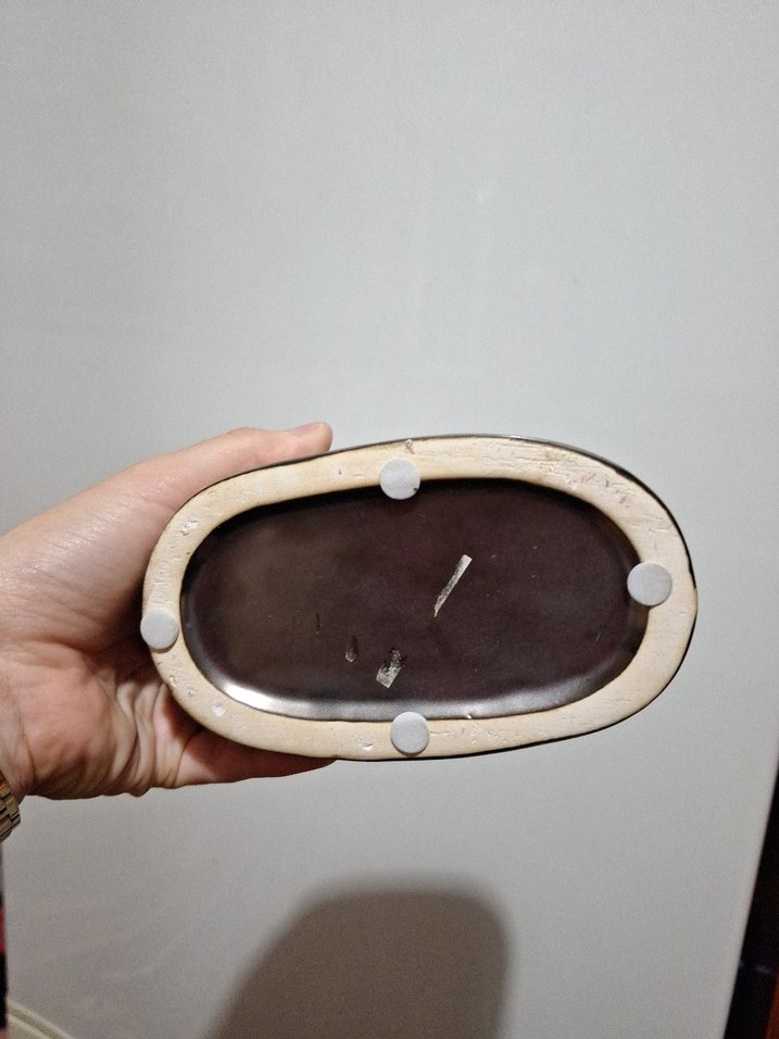 Kahverengi ve haki seramik çatal kaşık kutusu - Görsel 4