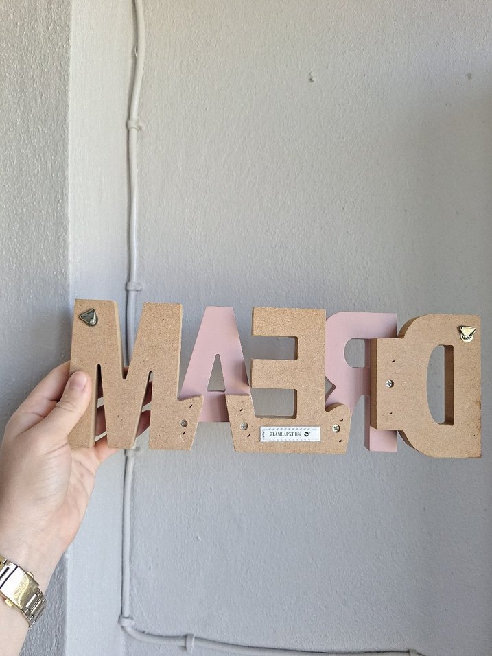 Pembe Pastel Ahşap DREAM Dekoru - Görsel 2