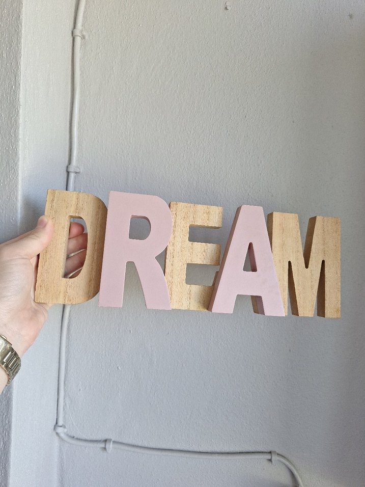 Pembe Pastel Ahşap DREAM Dekoru - Görsel 4