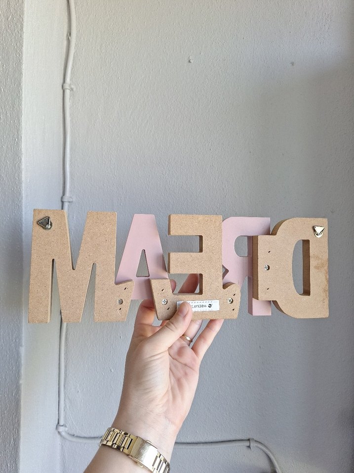 Pembe Pastel Ahşap DREAM Dekoru - Görsel 5