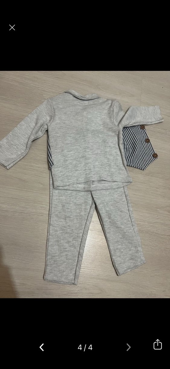 Gri Erkek Bebek Pamuklu Takım - Görsel 4