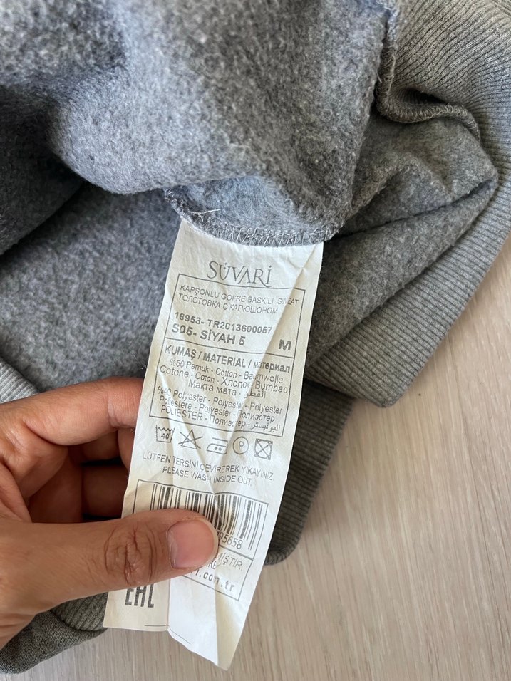 Gri Kapüşonlu Sweatshirt - Görsel 3