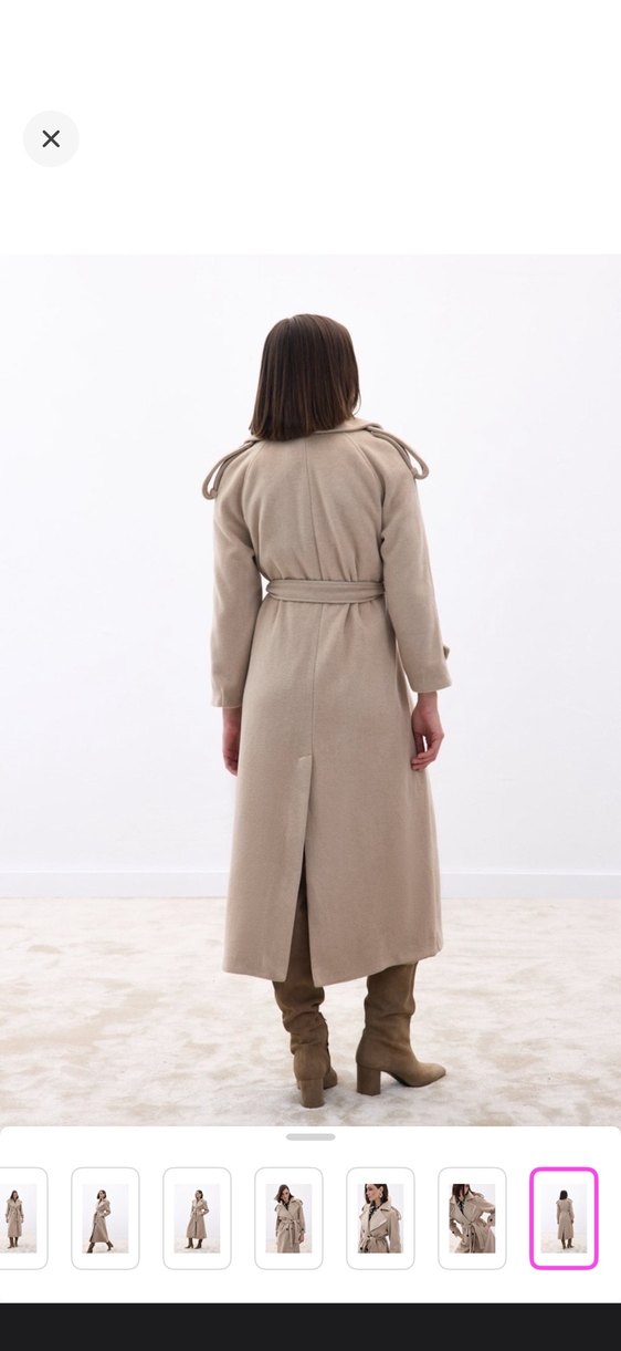 Bej Kuşaklı Kadın Kaban - Görsel 4