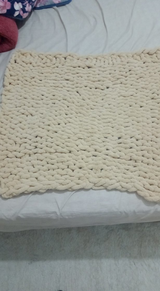 Bebekler için örgü koyu krem renk battaniye - Görsel 2