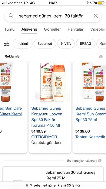 Sebamed güneş kremi 30 spf