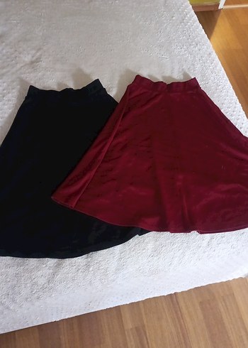 Stradivarius Bordo ve Siyah Salaş Midi Etek