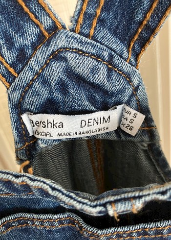 Kadın Lacivert Denim Kısa Salopet - Görsel 4