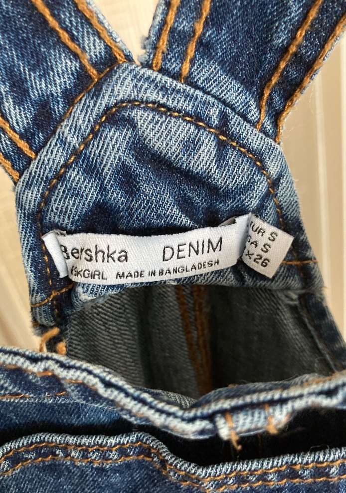 Kadın Lacivert Denim Kısa Salopet - Görsel 4